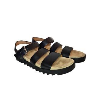 Madewell Addie Leather Platform Sandals Size 8.5 Black Strappy ND956